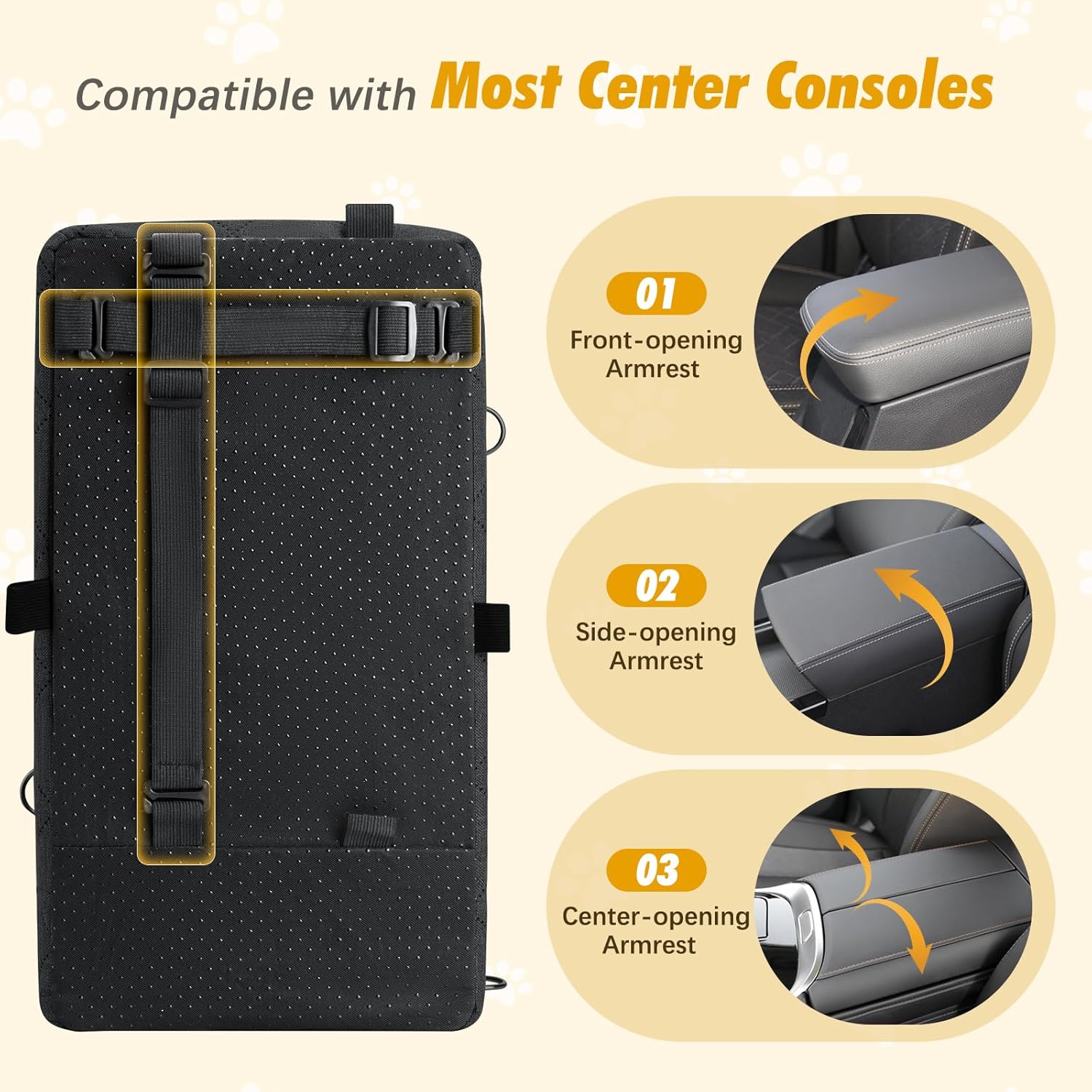 Dog Car Seats for Small Dogs,Center Console Dog Car Seat with Non-Slip and Strong Support,Anti-Collapse Portable Pet Bed for Puppies with Soft Cushion Safety Belt, Small Dogs, Cats Under 12 LBS, Black - Image 4