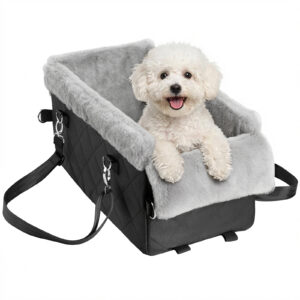 VavoPaw Upgraded Dog Car Seat for Center Console, Anti-Collapse Center Console Dog Car Seat with Strong Support, Non-Slip Pet Bed for Small Dogs, Puppies, Cats Under 11 LBS, Black