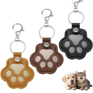 VavoPaw 3 Pcs Pet Fur Storage Keychain, Cute Dog Cat Paw Shaped Leather Keychain for Collecting Cat and Dog Hair, Portable Pet Fur Memory Charm for Keys, Backpacks - Gray, Black, Brown