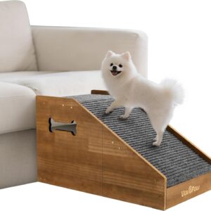 VavoPaw Dog Ramps for Small Dogs, Dog Steps for Couch with Non-slip Cover and Pads, Easy up and down Pet Ramps for Puppy, Cats, Gentle Slope Ramp for Dogs to Get on Bed, Couch, Patio, Window Sill, Car
