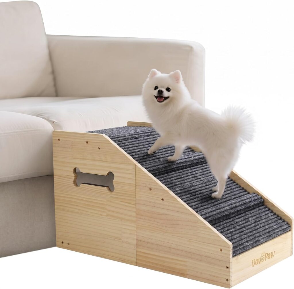 VavoPaw Dog Ramp for Small Dogs with Non-Slip Cover&Pads, Easy up and Down-Pet Ramps for Puppies & Cats, Dog Steps for Couch,Gentle Slope Ramp for Dogs to Get on Bed, Couch,Car, Patio,Window Sill,Wood