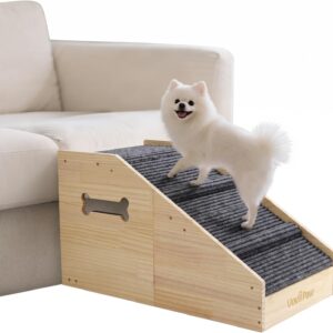VavoPaw Dog Ramp for Small Dogs with Non-Slip Cover&Pads, Easy up and Down-Pet Ramps for Puppies & Cats, Dog Steps for Couch,Gentle Slope Ramp for Dogs to Get on Bed, Couch,Car, Patio,Window Sill,Wood
